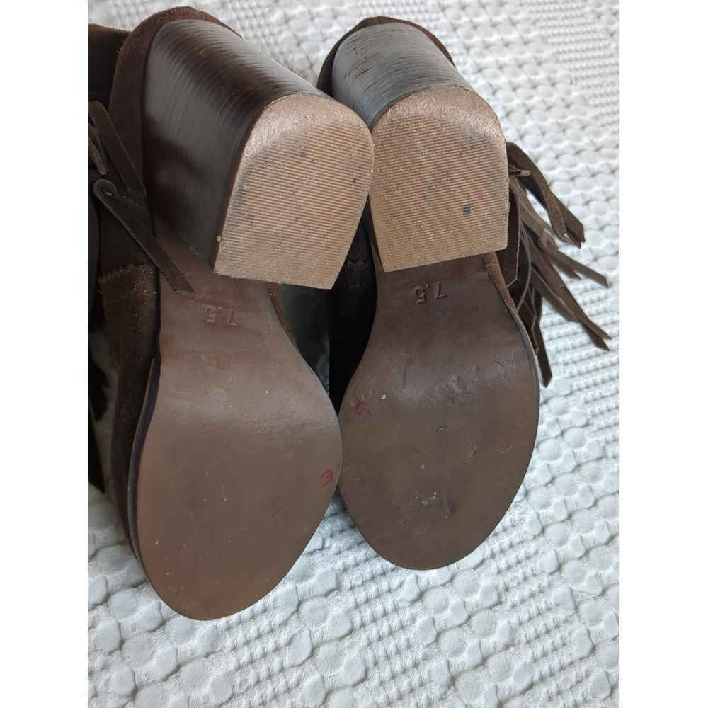 Jeffrey Campbell Fringe Western Heeled Ankle Boots Zip Chocolate Brown Size 7.5 - Picture 7 of 12